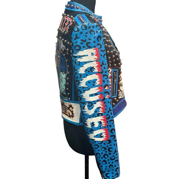 AZALEA WANG Medium STUDDED LEATHER JACKET PUNK MISFITS CASUALTIES EXPLOITED - Picture 5 of 16